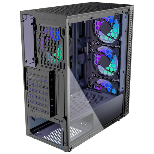 PC Case Pre-Install 4 RGB Fans, ATX Gaming Computer Case with Diamond-Shaped Mesh Front & Tempered Glass Side Panel, USB 3.0 Airflow Mid Tower case