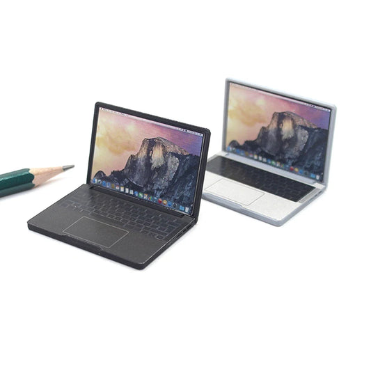 1:12 Dollhouse Decor Accessory: Cute Mini Laptop Computer in Alloy, Ideal for DIY