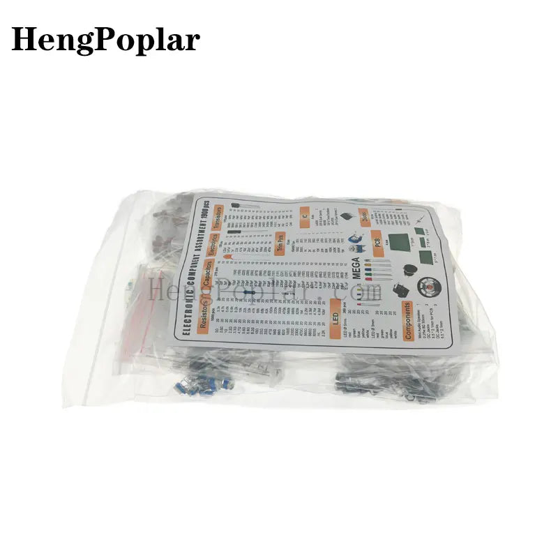 1900 pcs Mega Electronic Component Kit including Assortment + Capacitors + Resistors + LED + Transistors + DC Jacks + PCB +opamp