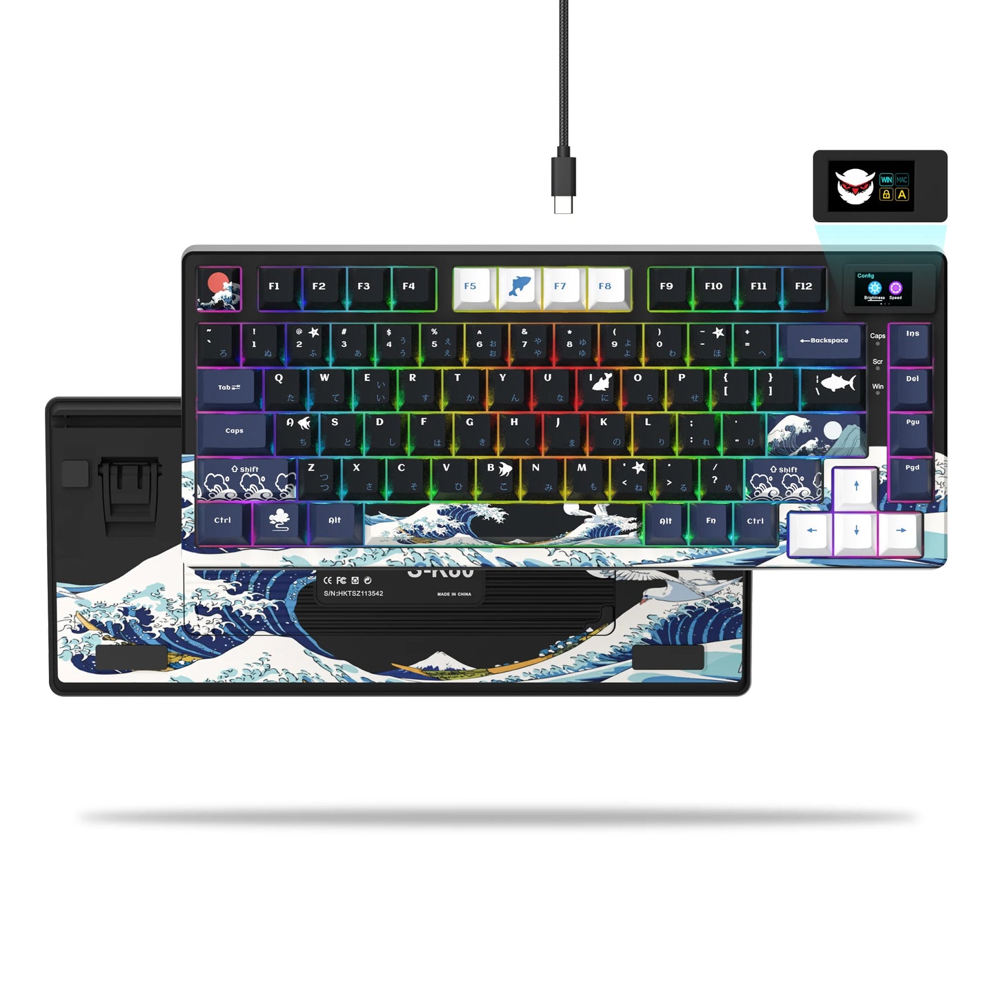 Wired Mechanical Gaming Keyboard with OLED Screen and RGB Backlighting
