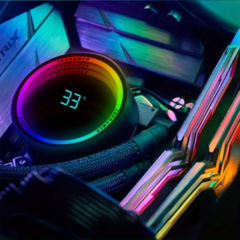 360MM Black ARGB Liquid CPU Water Cooling With 3 X 120mm ARGB PWM Fan, Temperature Display, Computer Water Cooling