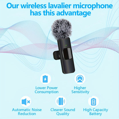 ProAudio Wireless Lavalier Microphone Clip - Preamps for IPhone, IPad, Android, and USB-C Devices - Cordless, Plug and Play, High-Quality Audio for Video Recording, Live Streaming, Interviews, and Vlogging