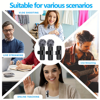 ProAudio Wireless Lavalier Microphone Clip - Preamps for IPhone, IPad, Android, and USB-C Devices - Cordless, Plug and Play, High-Quality Audio for Video Recording, Live Streaming, Interviews, and Vlogging