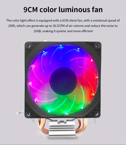 TISHRIC CPU Processor Cooler Cooling Fan RGB 3Pin PWM 2 Heat Pipes CPU Cooler Radiator PC Fan For Intel 1200 1150 1151 1155 1700 AM3 AM4.