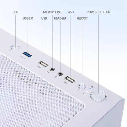 NINGMEI Gaming Computer with Ryzen 7 5700X Processor, NVIDIA GeForce RTX 4060 GPU, 1TB SSD, 32GB RAM, 240mm Water Cooling, 4GB RGB Fins, and 2 USB-C Ports - Desktop PC for PC, Sleek Tower Design, Efficient Power Supply