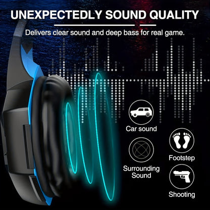 G2000 Gaming Headset with Mic LED Light Over Ear Wired Headphones for PC Game, Video Games Ps 5