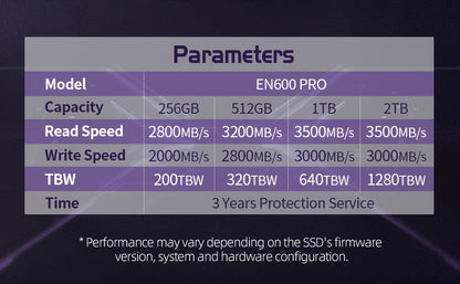 [Up to 3500MB/s | NVMe] EN600 PRO SSD | NVMe M.2 2280, Up to 3500MB/s, SLC Cache 3D NAND TLC, Internal Solid State Drive, Graphene Cooling Sticker, Storage for PC, Desktop And Laptops, PCle 3.0x4