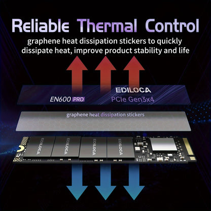 [Up to 3500MB/s | NVMe] EN600 PRO SSD | NVMe M.2 2280, Up to 3500MB/s, SLC Cache 3D NAND TLC, Internal Solid State Drive, Graphene Cooling Sticker, Storage for PC, Desktop And Laptops, PCle 3.0x4