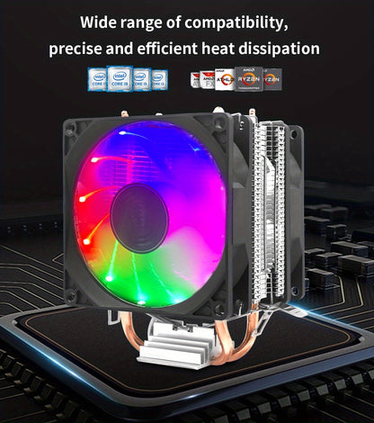 TISHRIC CPU Processor Cooler Cooling Fan RGB 3Pin PWM 2 Heat Pipes CPU Cooler Radiator PC Fan For Intel 1200 1150 1151 1155 1700 AM3 AM4.