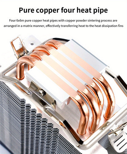 CPU Cooling Fan RGB 4Pin PWM 4 Heat Pipes CPU Processor Cooler Radiator PC 120MM Fan For Intel LGA 1700 1200 1150 1151 1155 2011 X79 X99 AM3 AM4