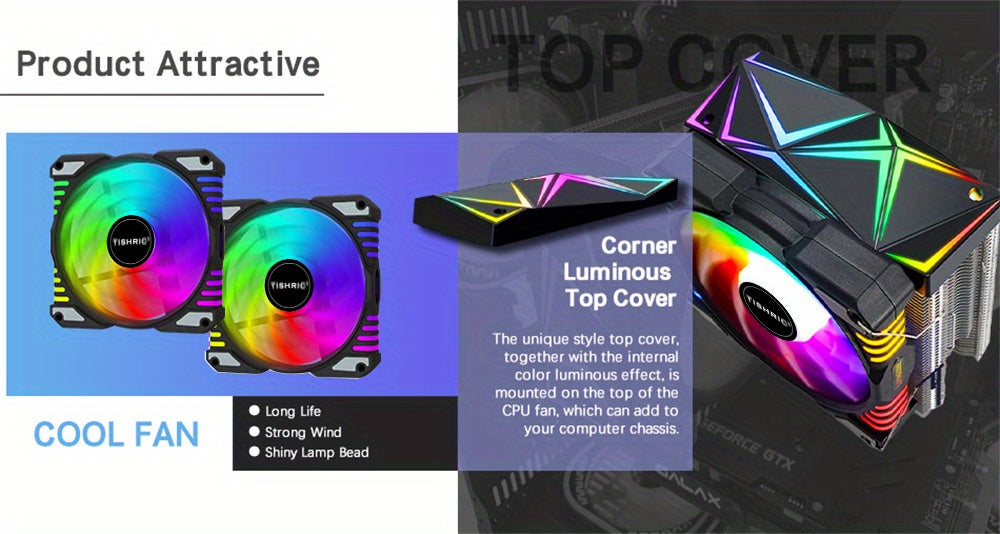 CPU Cooling Fan RGB 4Pin PWM 4 Heat Pipes CPU Processor Cooler Radiator PC 120MM Fan For Intel LGA 1700 1200 1150 1151 1155 2011 X79 X99 AM3 AM4