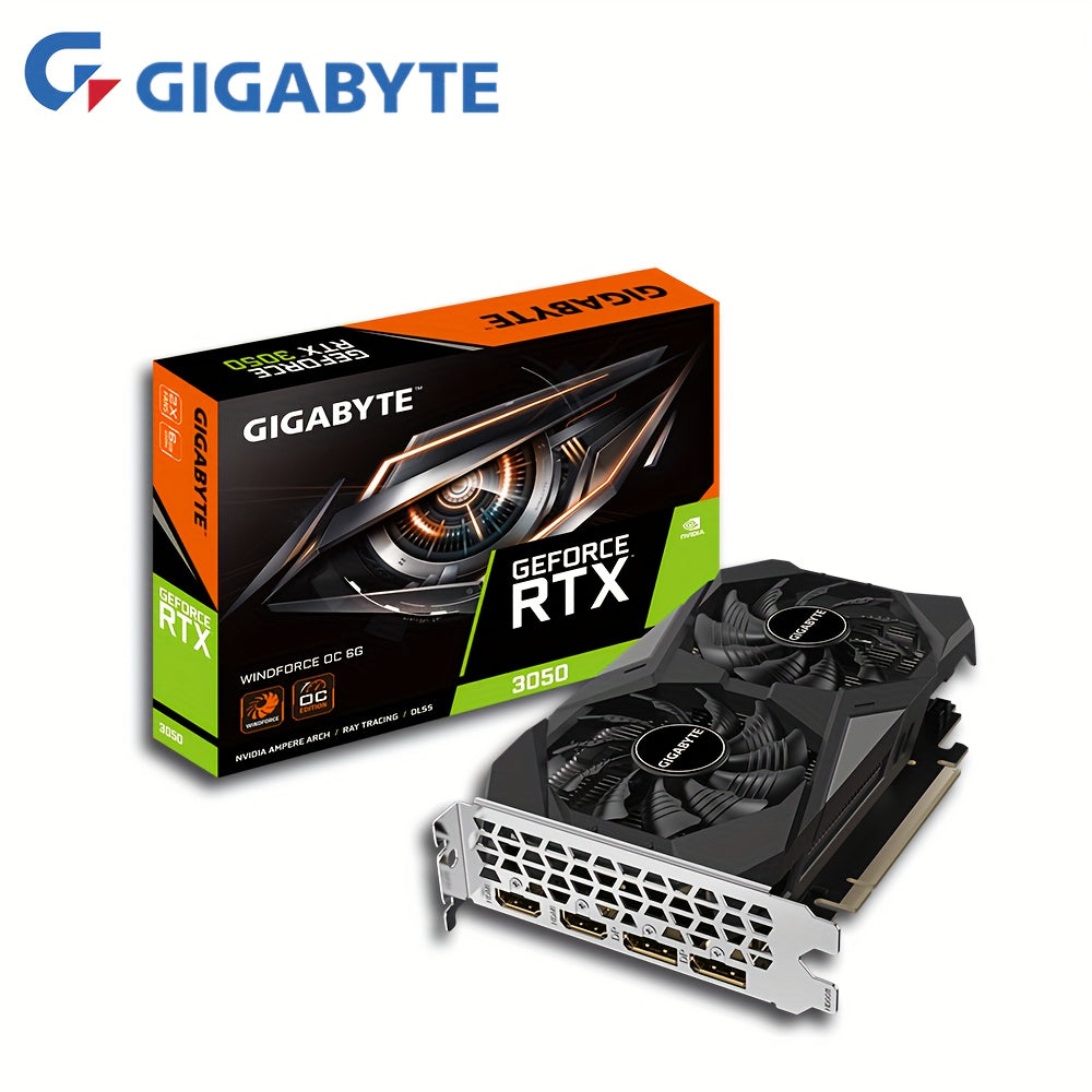 Gigabyte RTX3050 WINDFORCE OC 6G - Overclocked GeForce, GDDR6, 14000 MHz, PCI-E 4.0, 96bit, Desktop NVIDIA Graphics Card