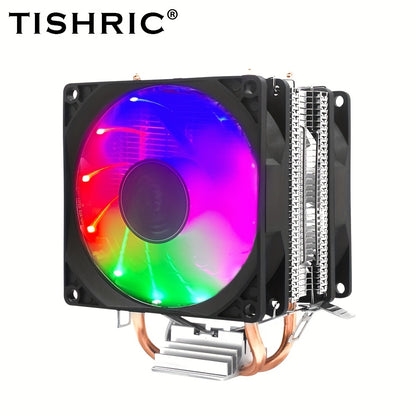 TISHRIC CPU Processor Cooler Cooling Fan RGB 3Pin PWM 2 Heat Pipes CPU Cooler Radiator PC Fan For Intel 1200 1150 1151 1155 1700 AM3 AM4.