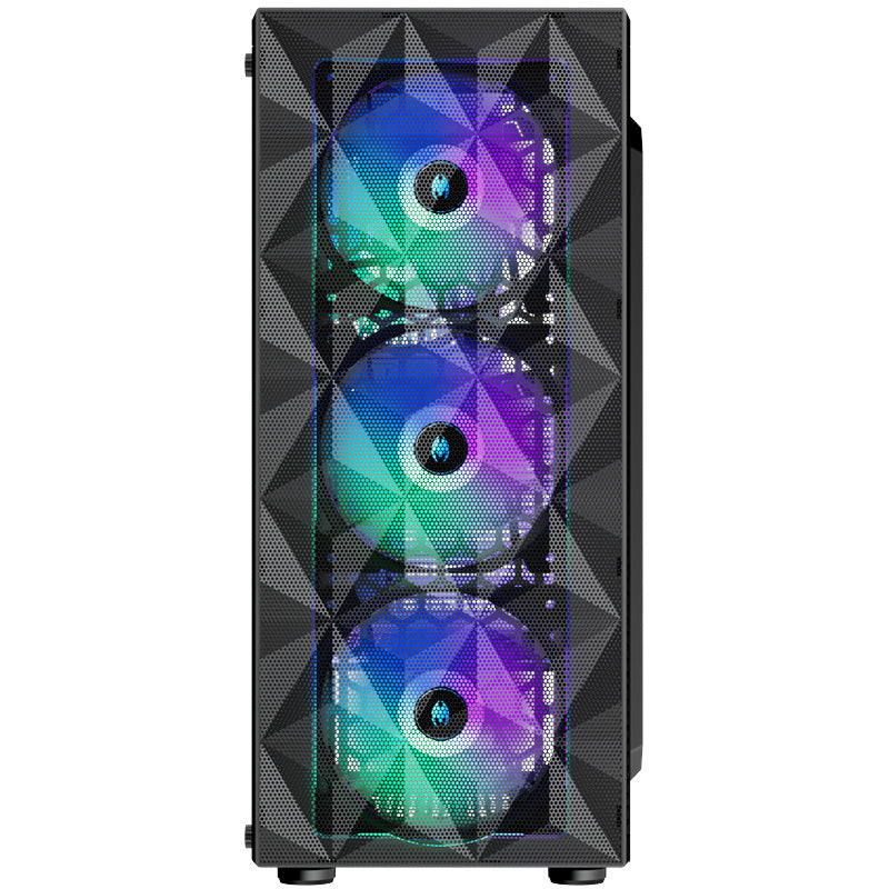 PC Case Pre-Install 4 RGB Fans, ATX Gaming Computer Case with Diamond-Shaped Mesh Front & Tempered Glass Side Panel, USB 3.0 Airflow Mid Tower case