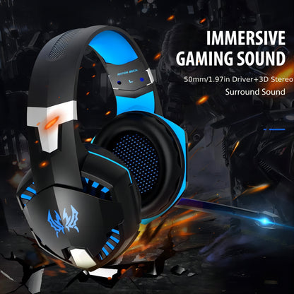 G2000 Gaming Headset with Mic LED Light Over Ear Wired Headphones for PC Game, Video Games Ps 5