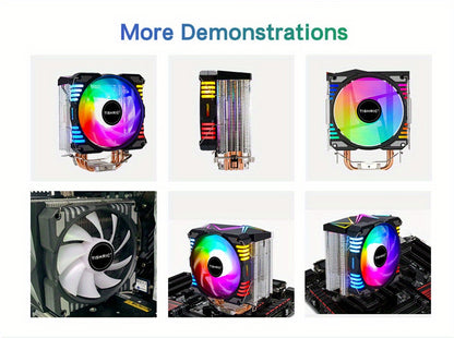 CPU Cooling Fan RGB 4Pin PWM 4 Heat Pipes CPU Processor Cooler Radiator PC 120MM Fan For Intel LGA 1700 1200 1150 1151 1155 2011 X79 X99 AM3 AM4