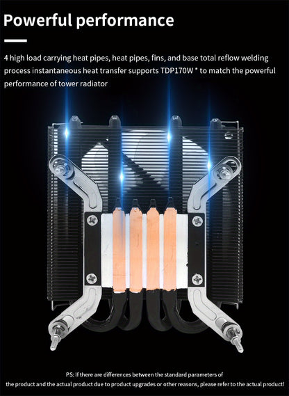ITX CPU Cooler Fan RGB 4Pin PWM 4 Heat Pipe Tower Air Cooler Intel LGA1700 1150 1155 115X 1200 Processor Cooler Radiator ITX Small Chassis Dedicated CPU Fan 4 Heat Pipe Fan Speed 600-3300RPM ±