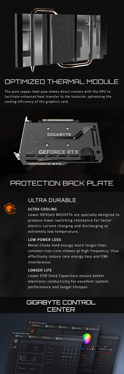 GIGABYTE RTX4060 WINDFORCE OC 8G - Overclocked NVIDIA GeForce Graphics Card, GDDR6, 17Gbps, PCI-E4.0, 128bit, Desktop GPU with DisplayPort & HDTV Outputs, Sleek Design with Dual Fan Cooling