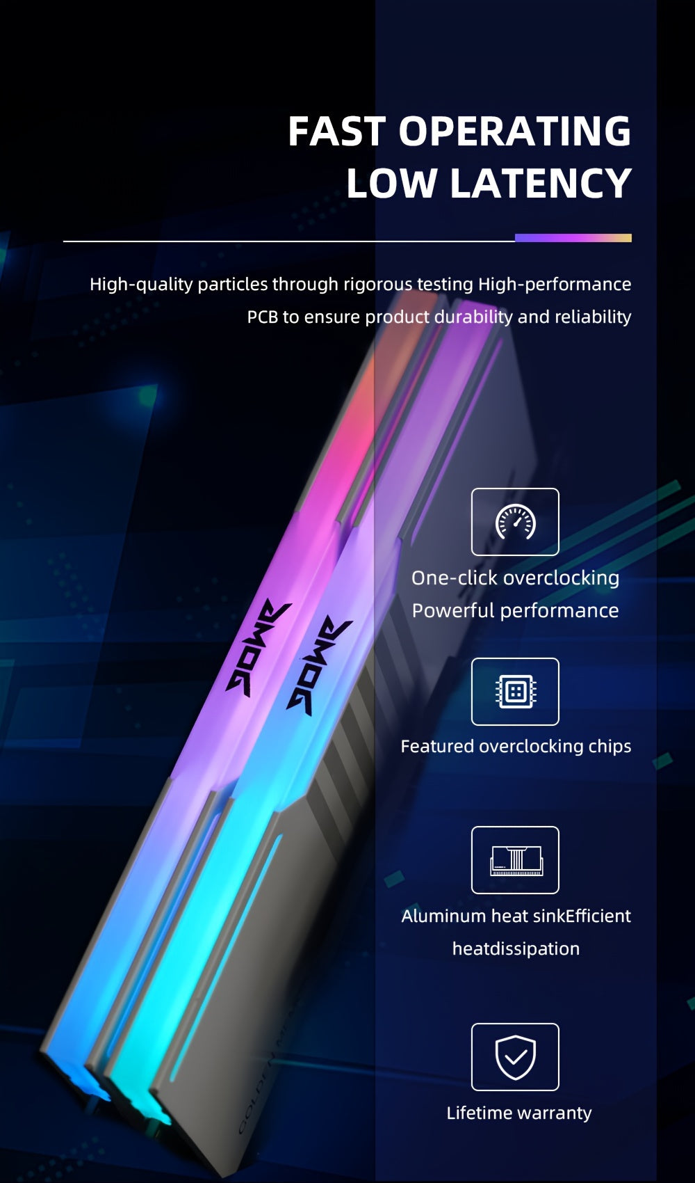 GMOG RGB RAM DDR4 Desktop 8GB 16GB 3200MHz 3600MHz XMP DDR4 Gaming RAM Memoria Desktop 288-Pin 1.35V ARGB With Heatsink