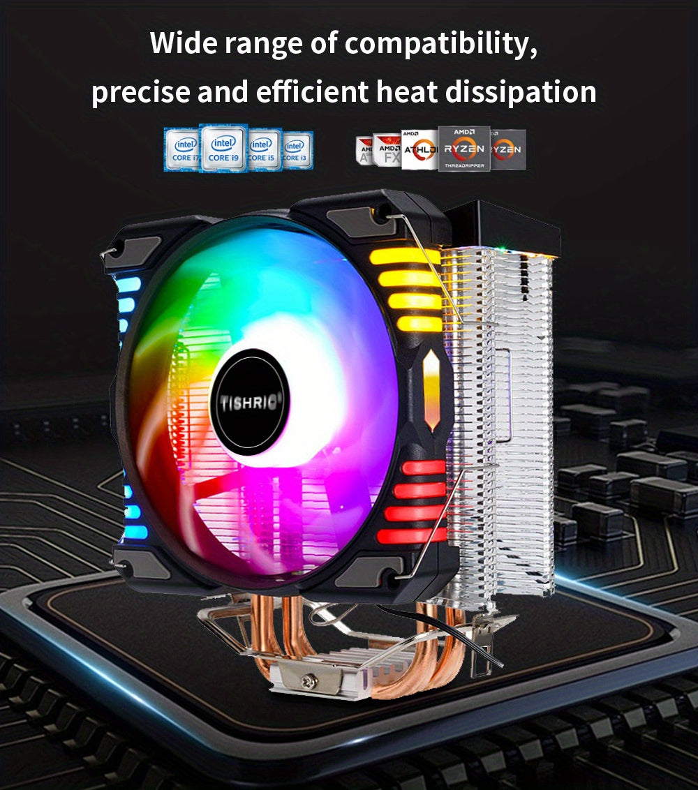 CPU Cooling Fan RGB 4Pin PWM 4 Heat Pipes CPU Processor Cooler Radiator PC 120MM Fan For Intel LGA 1700 1200 1150 1151 1155 2011 X79 X99 AM3 AM4