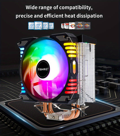 CPU Cooling Fan RGB 4Pin PWM 4 Heat Pipes CPU Processor Cooler Radiator PC 120MM Fan For Intel LGA 1700 1200 1150 1151 1155 2011 X79 X99 AM3 AM4
