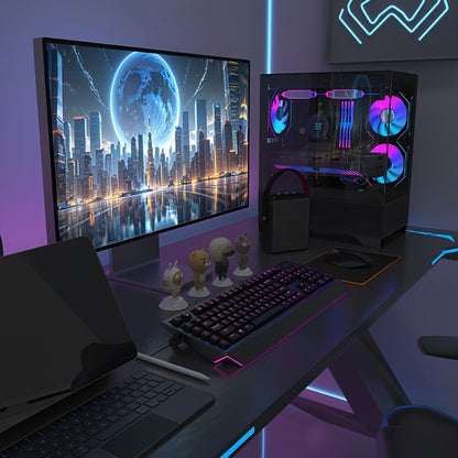 MATX-SLIM ITX Gaming PC Case with 3x120mm ARGB Fans, 270° Full View Tempered Glass Mid Tower, USB 3.0, Air Cooling, Mini-ITX Compatible, Compact Design for Small Spaces, Vibrant Pc Setup | Sleek Midtower | Sleek Construction