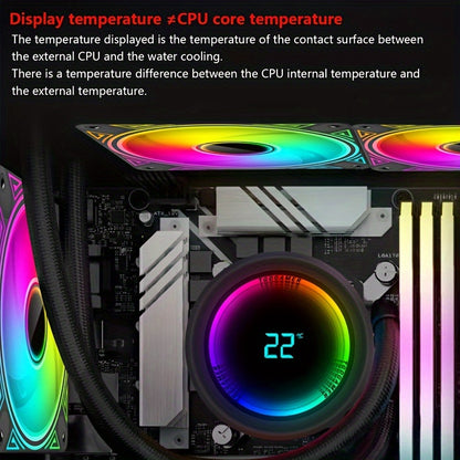 240MM Black ARGB Liquid CPU Water Cooling With 2 X 120mm ARGB PWM Fan, Temperature Display, Computer Water Cooling