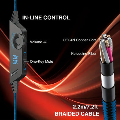 G2000 Gaming Headset with Mic LED Light Over Ear Wired Headphones for PC Game, Video Games Ps 5