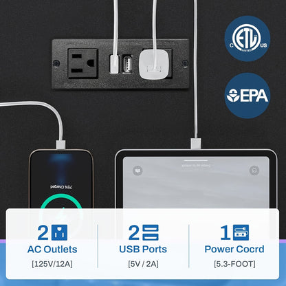 [Gaming Desk, LED Lights] 55'' Large Gaming Desk With LED Lights, Storage Shelves, Monitor Stand, Power Outlets And Cup Holder, Computer Desk, PC Gamer Desk, Gaming Table For Bedroom Living Room, Black