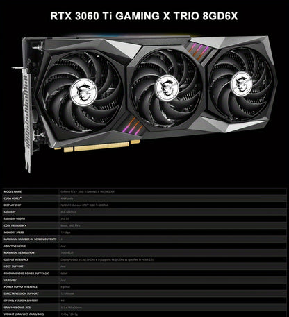 MSI GeForce RTX 3060 VENTUS 2X 12G OC GAMING Graphics Card 192bit 12GB GDDR6 Video Cards 1HD 3DP
