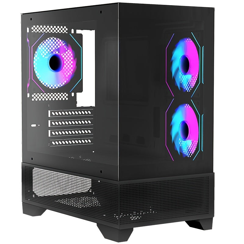 MATX-SLIM ITX Gaming PC Case with 3x120mm ARGB Fans, 270° Full View Tempered Glass Mid Tower, USB 3.0, Air Cooling, Mini-ITX Compatible, Compact Design for Small Spaces, Vibrant Pc Setup | Sleek Midtower | Sleek Construction