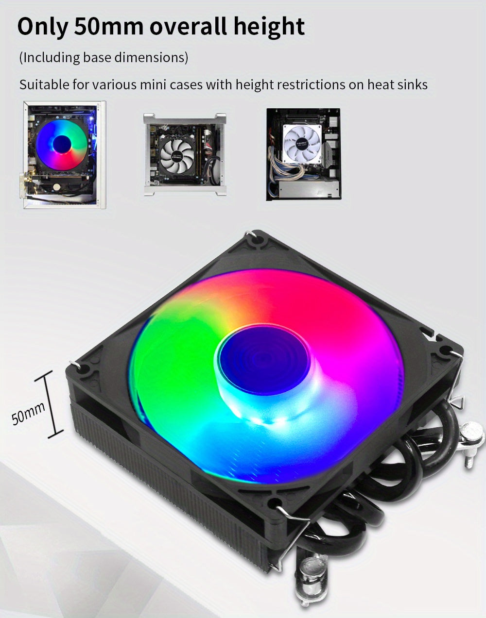 ITX CPU Cooler Fan RGB 4Pin PWM 4 Heat Pipe Tower Air Cooler Intel LGA1700 1150 1155 115X 1200 Processor Cooler Radiator ITX Small Chassis Dedicated CPU Fan 4 Heat Pipe Fan Speed 600-3300RPM ±