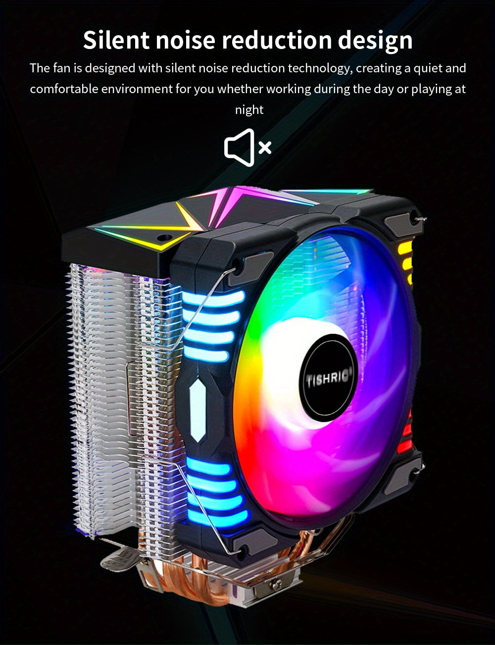 CPU Cooling Fan RGB 4Pin PWM 4 Heat Pipes CPU Processor Cooler Radiator PC 120MM Fan For Intel LGA 1700 1200 1150 1151 1155 2011 X79 X99 AM3 AM4