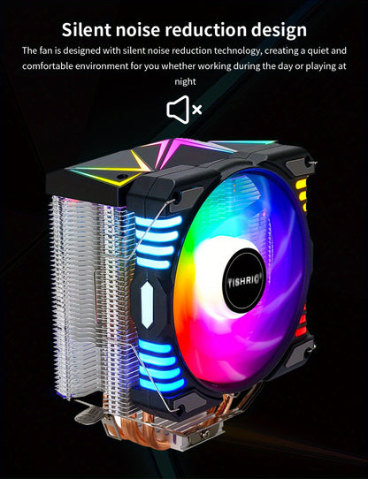 CPU Cooling Fan RGB 4Pin PWM 4 Heat Pipes CPU Processor Cooler Radiator PC 120MM Fan For Intel LGA 1700 1200 1150 1151 1155 2011 X79 X99 AM3 AM4