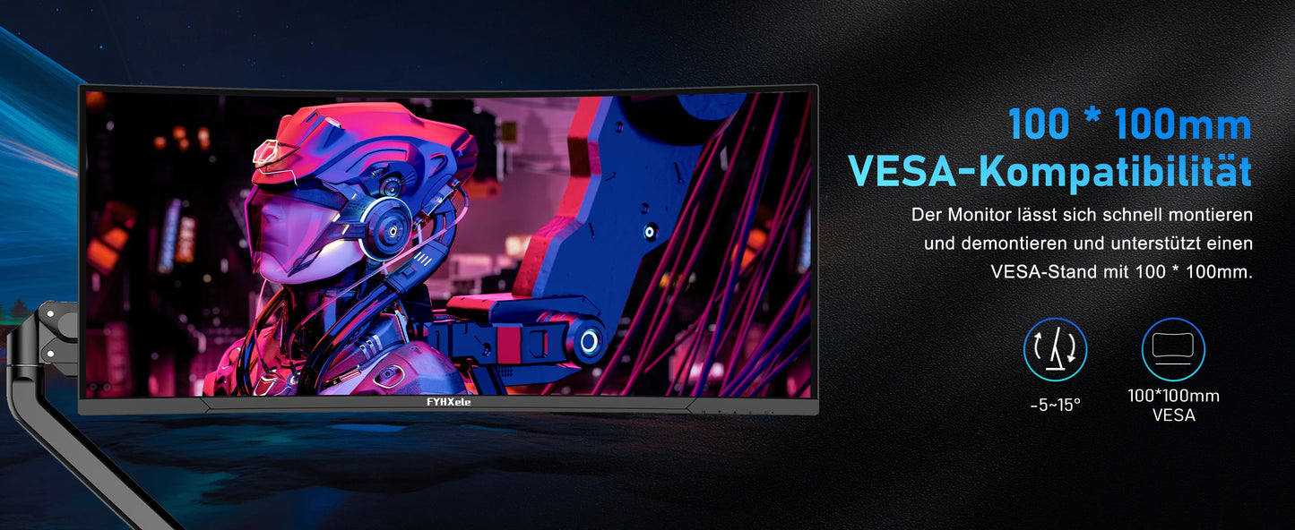 34 Inch Monitor 165Hz VA WQHD Desktop Wide Display 21:9 LED Gamer Computer Screen 1500R Curved DP/3440*1440