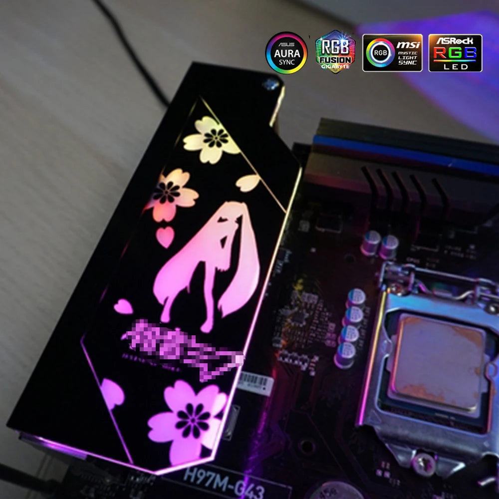 PC Case IO Panel Customize MOBO MOD Mirror Panel AURA Water Cooler Custom 5V3PIN ARGB Motherboard Lighting Panel Customizable