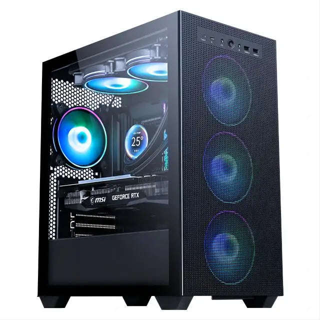 AOTESIER Gaming PC core i7 CPU With 16G RAM 256G SSD HD4600 ATX/ITX/M-ATX full view side panel Temper Glass Front pc gamer