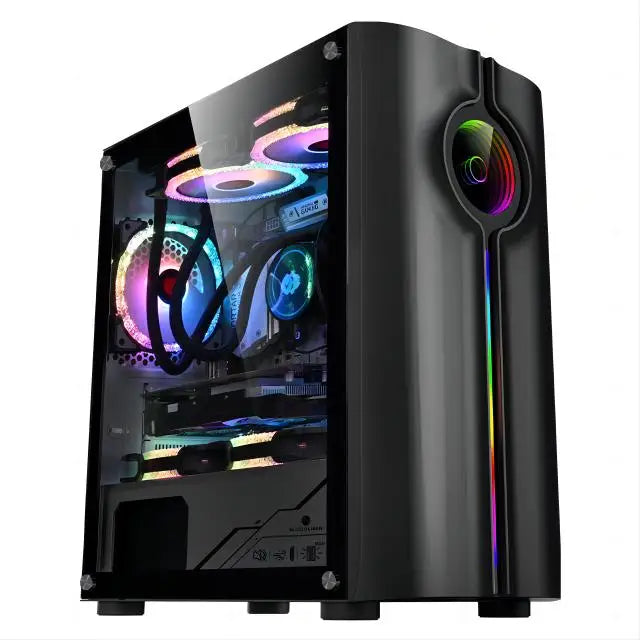 AOTESIER Gaming PC core i7 CPU With 16G RAM 256G SSD HD4600 ATX/ITX/M-ATX full view side panel Temper Glass Front pc gamer
