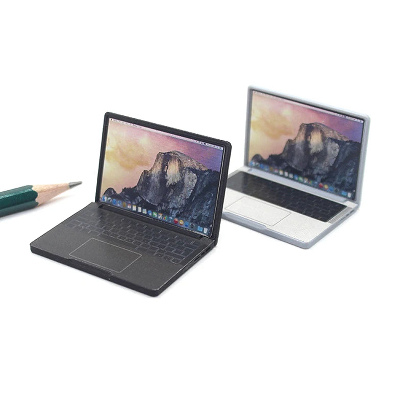 1:12 Dollhouse Decor Accessory: Cute Mini Laptop Computer in Alloy, Ideal for DIY