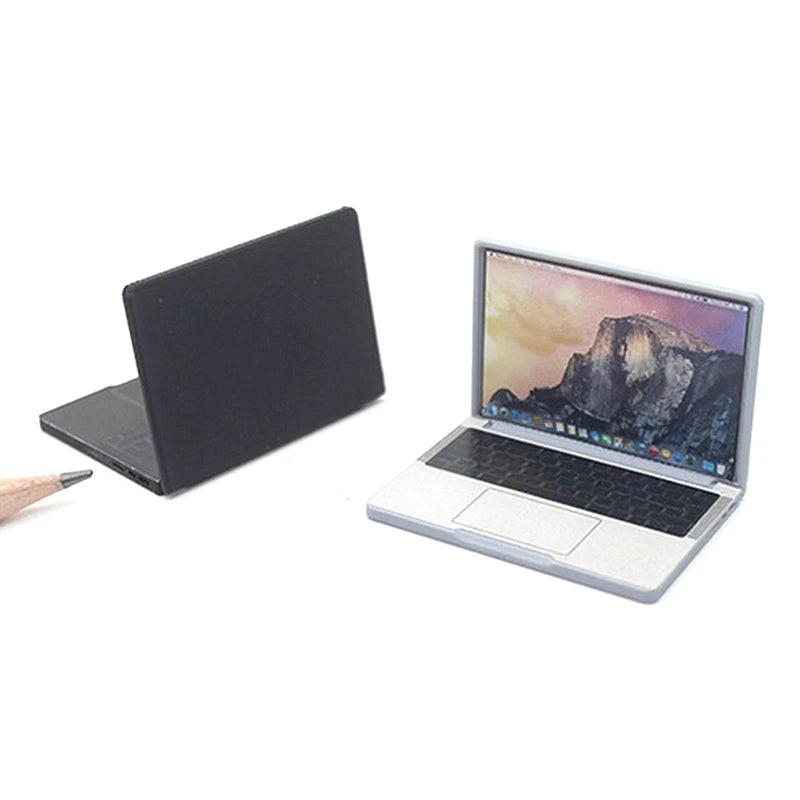 1:12 Dollhouse Decor Accessory: Cute Mini Laptop Computer in Alloy, Ideal for DIY
