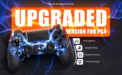 AceGamer Wireless Gamepad for PS4 Controller,with USB C Cable/Double Motors/6-Axis Gyro/3.5mm Audio Jack/Touch Pad Function