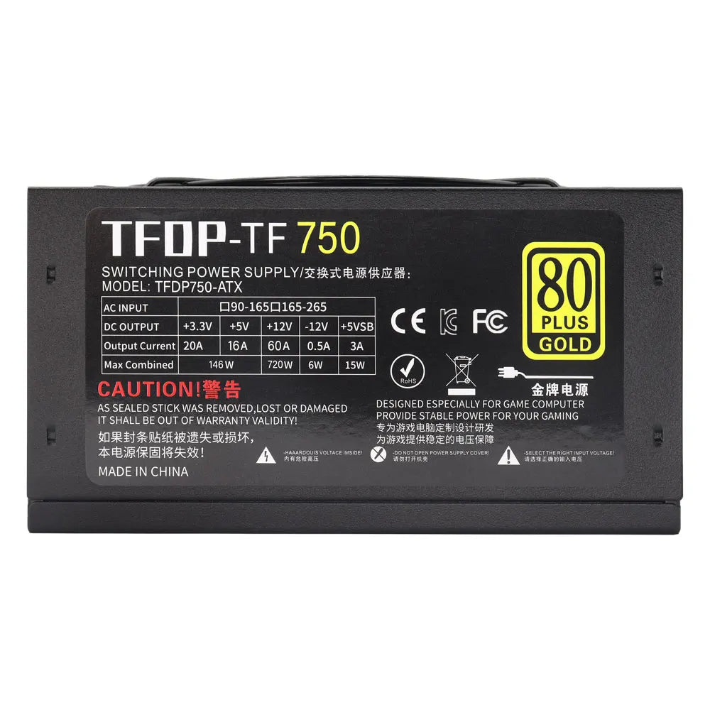 1PC 750w 110V/220V Full Module PC Power Supply Active Gold 80 Plus 24pin ATX New Fonte PFC Gamer Source Gaming PC Power Supply