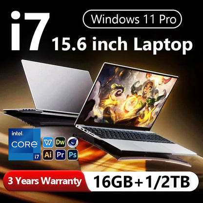 15.6" Gaming Laptop intel Core i7 8500Y Notebook PC 1920*1200 16GB DDR4 1TB SSD Windows 11 Pro Laptop Gamer notebook computer
