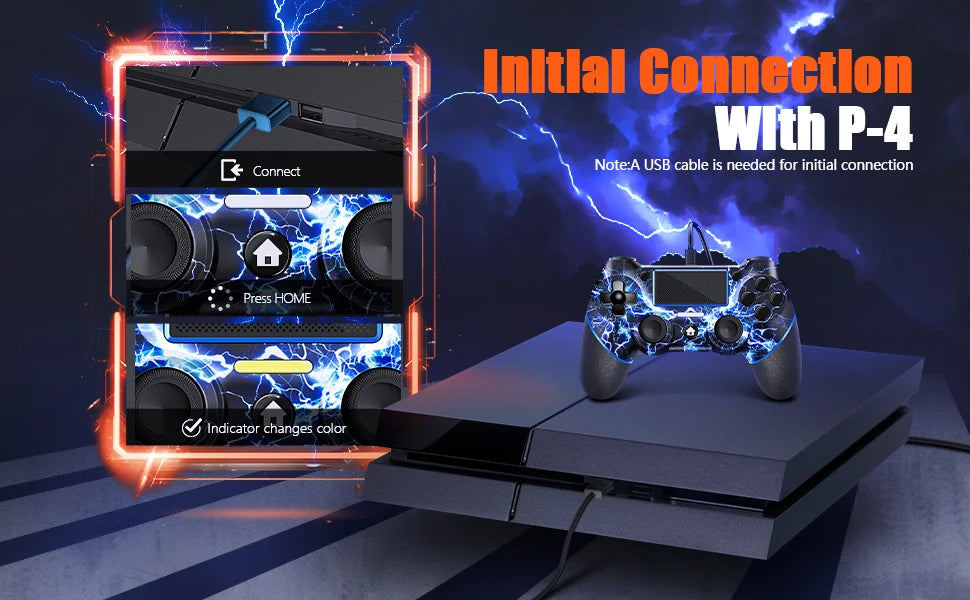 AceGamer Wireless Gamepad for PS4 Controller,with USB C Cable/Double Motors/6-Axis Gyro/3.5mm Audio Jack/Touch Pad Function