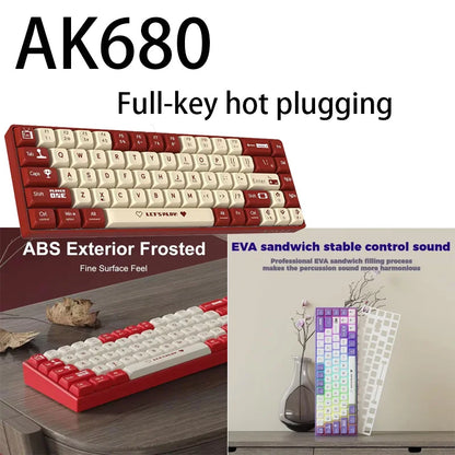 65% Gaming Mechanical Keyboard Wired Wireless Bluetooth Gamer Keyboard Hot Swap Custom Keycap Gasket for Pc Laptop