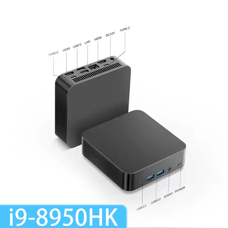Portable MINI PC Core i9 8950HK Windows 11 Pro DDR4 16GB SSD 1TB 2TB Computer Gamer Wifi 6 BT5.2 Office UHD Desktop Desktop PC