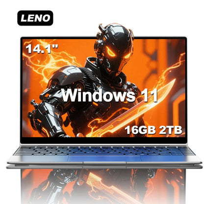 14.1" Ultra Slim Laptop 16GB RAM 2TB SSD Intel N3700 Notebook Gamer  1920*1080 Display Windows 11 Pro Office Study Computer PC