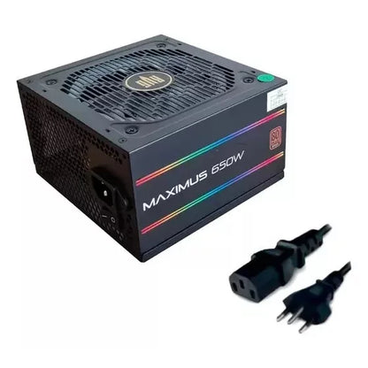 Fonte De Alimentação ATX 650W RGB 80 Plus Bronze PC Gamer Maximus