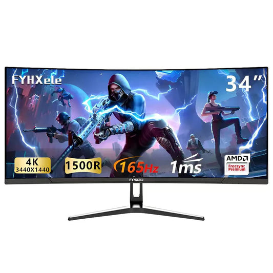 34 Inch Monitor 165Hz VA WQHD Desktop Wide Display 21:9 LED Gamer Computer Screen 1500R Curved DP/3440*1440