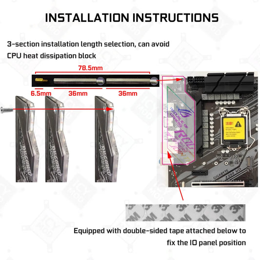 PC Case IO Panel Customize MOBO MOD Mirror Panel AURA Water Cooler Custom 5V3PIN ARGB Motherboard Lighting Panel Customizable